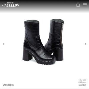 swedish hasbeens black croc 70s or 90s boots EUC